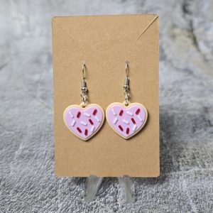 Heart Shaped Frosted Sugar Cookie Earrings