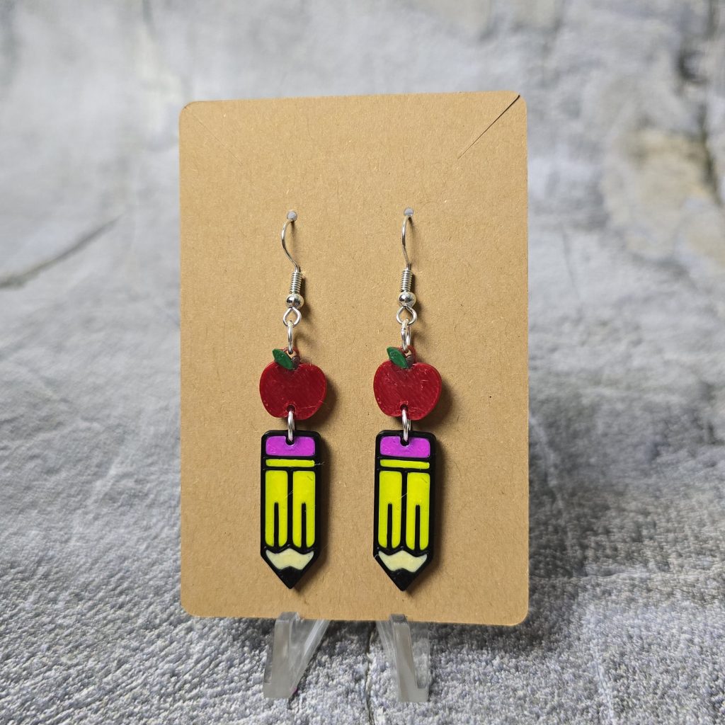 Apple and Pencil Earrings