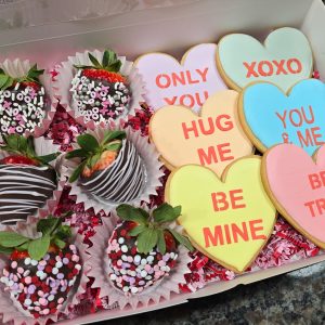 Valentine's Day Box- Mix of Cookies and Strawberries
