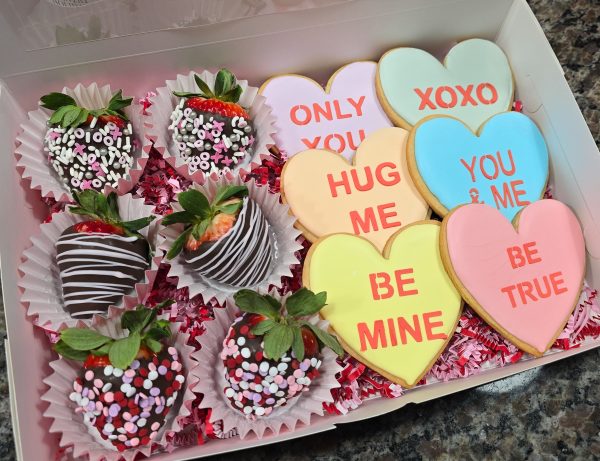 Valentine's Day Box- Mix of Cookies and Strawberries